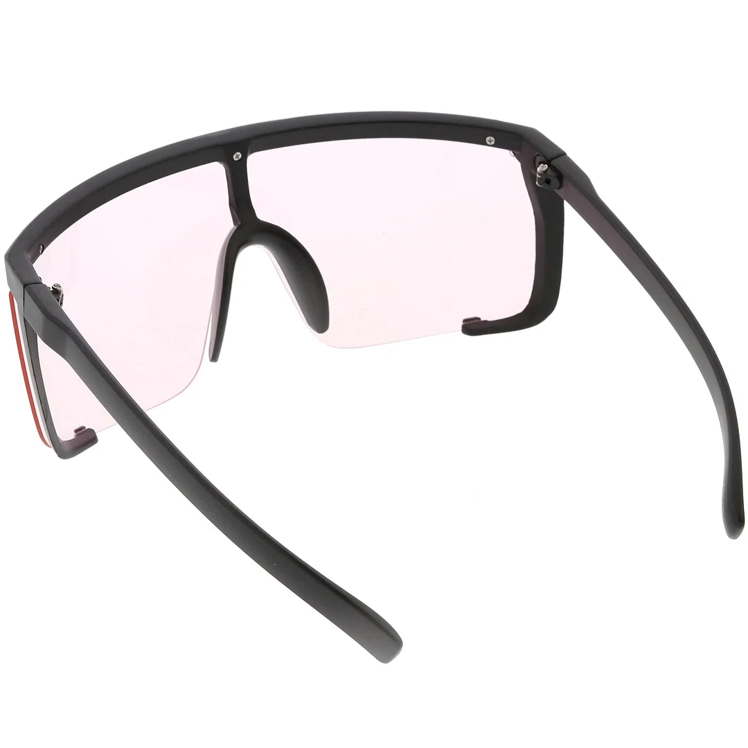 Oversize Semi Rimless Shield glasses Color Tinted Mono Lens 81mm