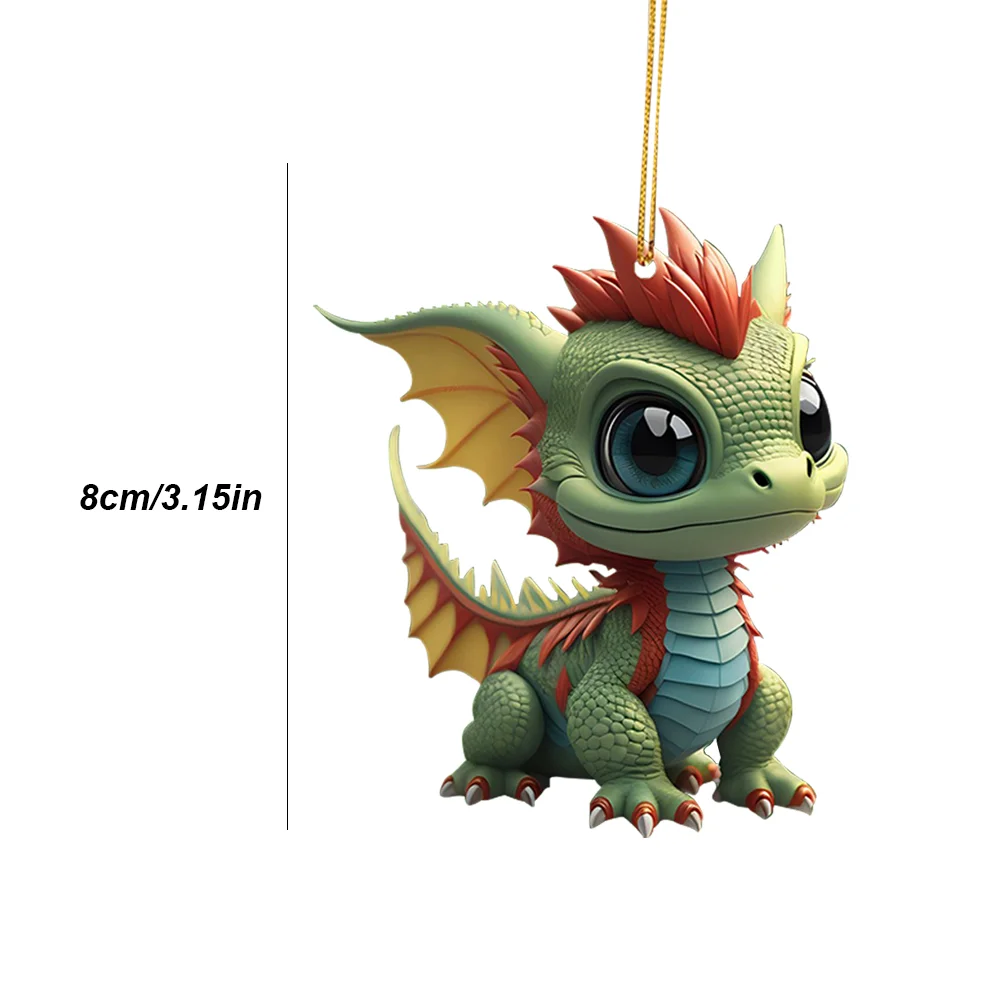 2D Christmas Baby Dragon Decor Cute 8cm Flat Acrylic Hanging Ornament Party Gift