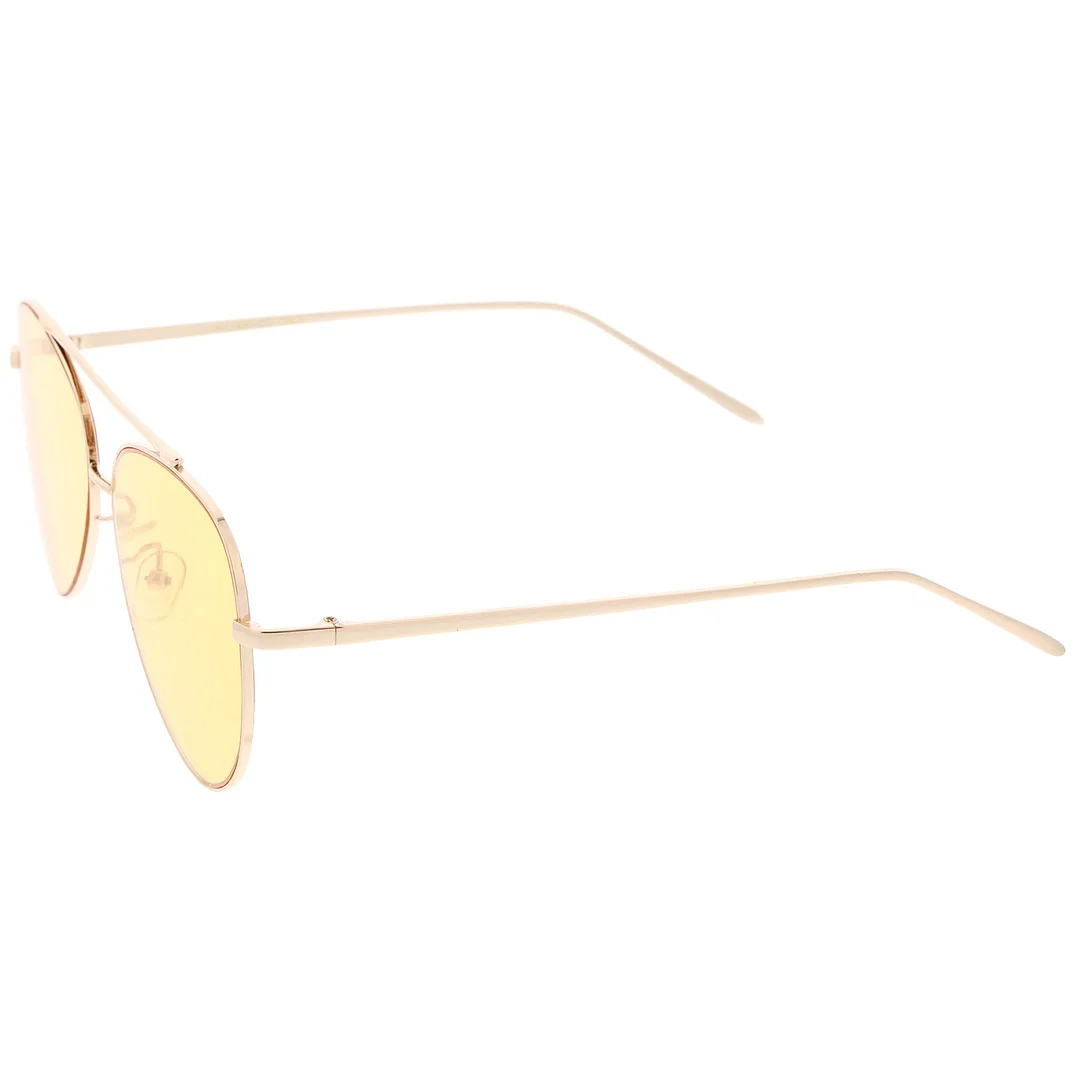 Retro Metal Frame Double Nose Bridge Color Flat Lens Aviator glasses 60mm