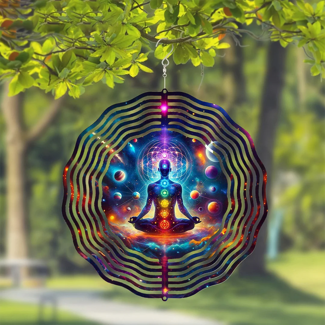 3D Hanging Wind Spinner 360 Degree Rotating 10-Inch Garden Wind Spinners Hanging Wind Catcher Art Gift for Home Garden Halloween Christmas (contemplation)