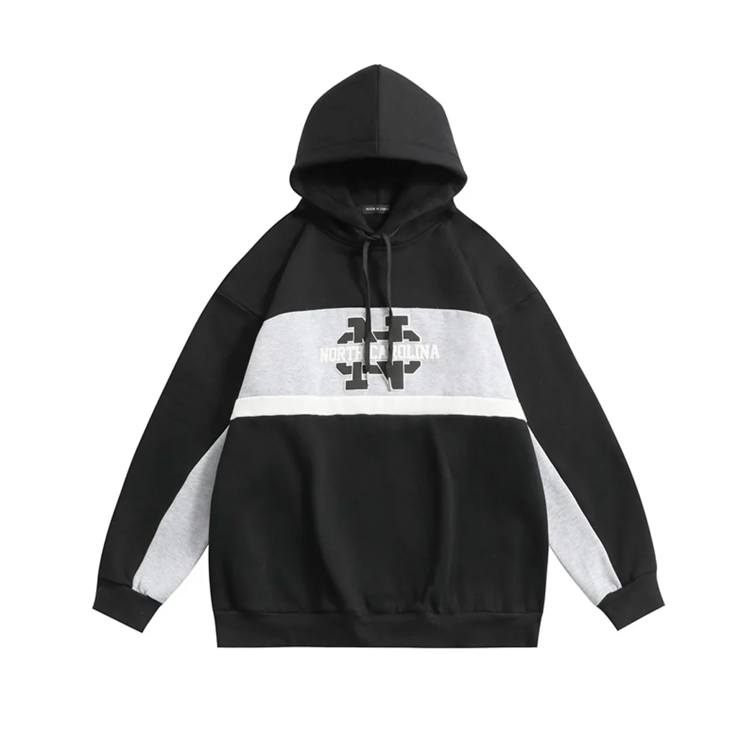 Stitched lettered print pullover hoodie