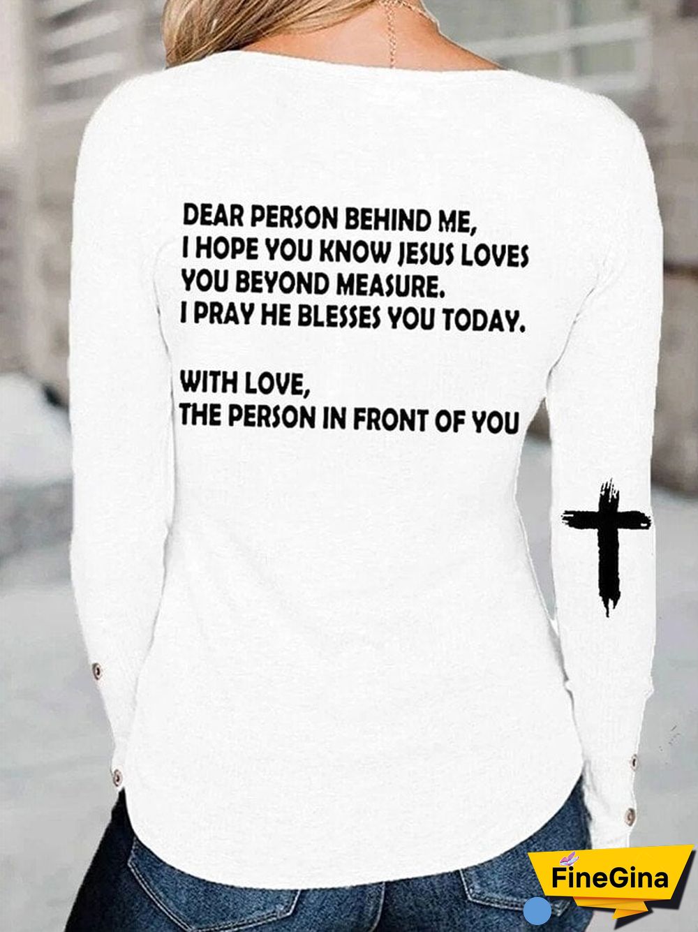 Women's Jesus Has My Back, She is Strong Long Sleeve T-shirt