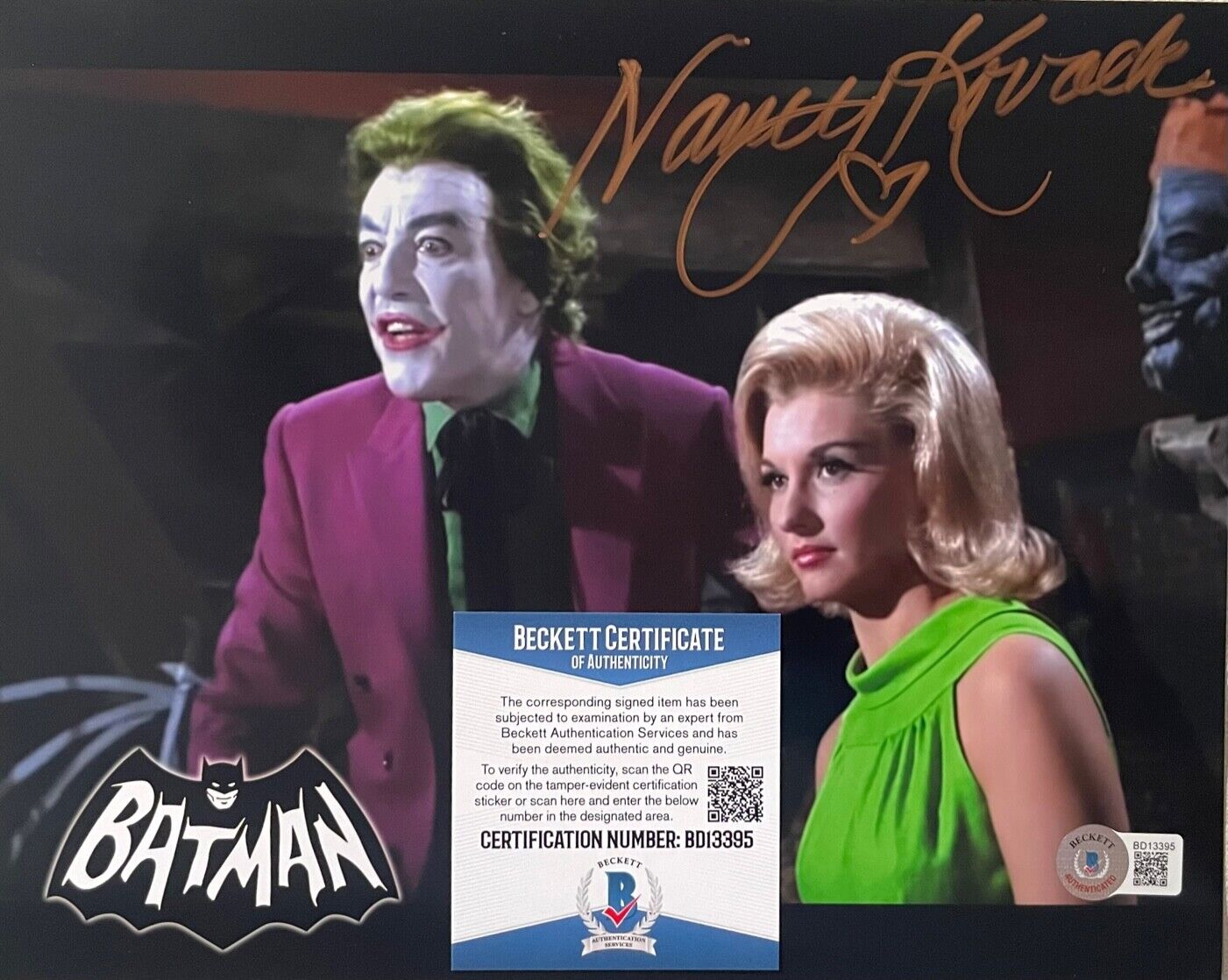 Nancy Kovack Batman Original Autographed 8X10 Photo Poster painting w/Beckett COA #2