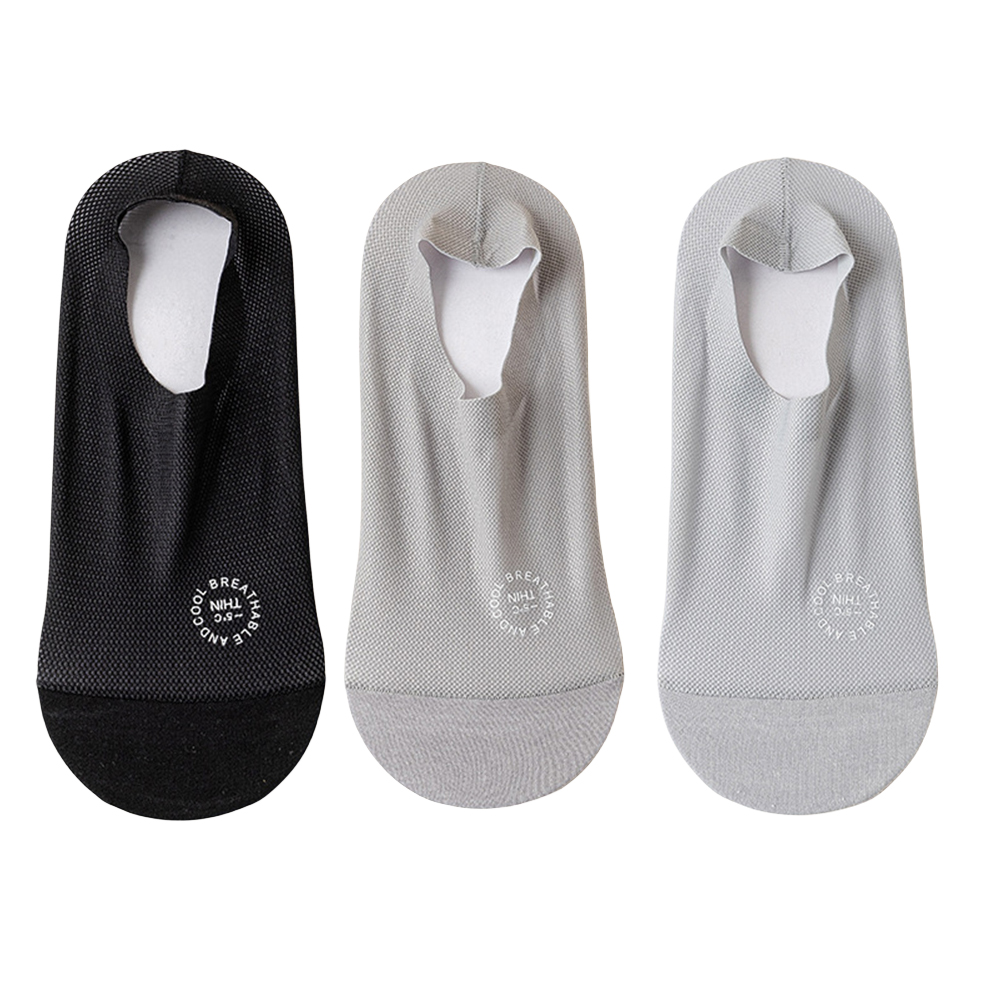 Coasfe 3 Pairs Mens Invisible No Show Socks Summer Breathable Cool Low Cut Sports Socks Silicone Anti-slip Hollow Out Mesh Boat Socks