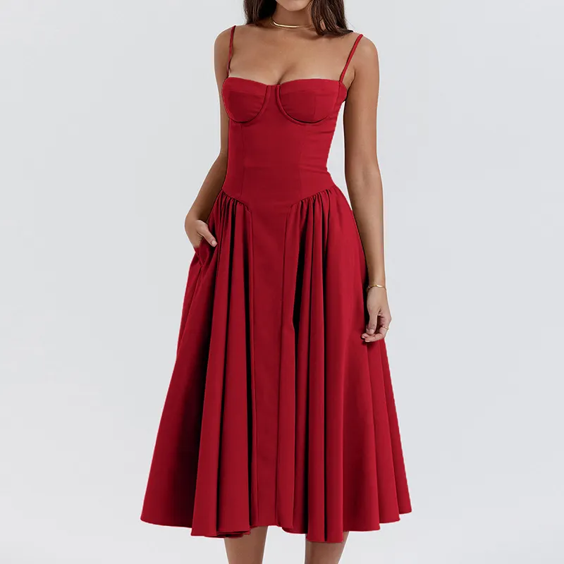 Brownm Brownm Women's French Elegant Retro Style Dopamine In A Sling Winter Dress Women