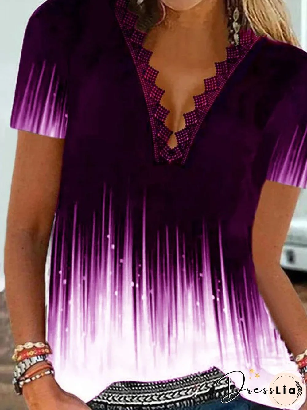 Casual Plus Size Printed Short Sleeve T-Shirt