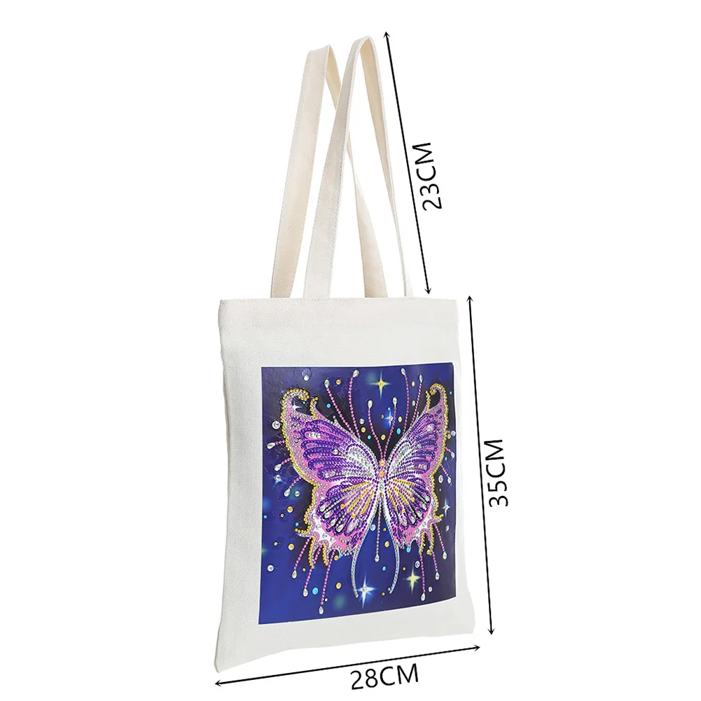 DIY Diamond Painting Eco-Friendly Canvas Bag - Purple Butterfly
