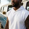 Men's Cotton-Blend Sleeveless Hooded Vest &mdash; HNL Sea Turtle Print Summer Beach Casual Wear by Inlyline