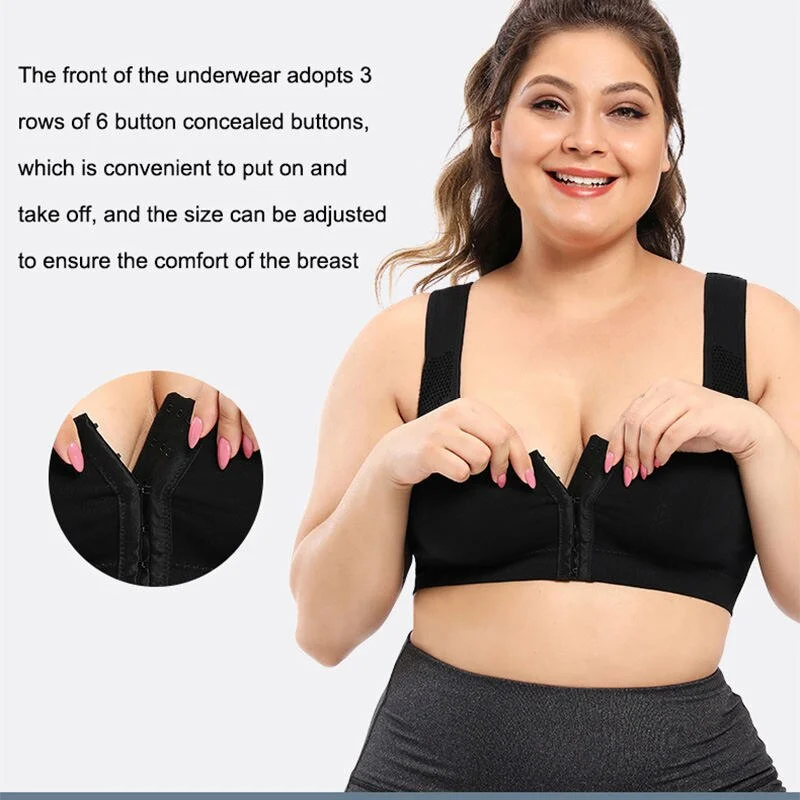 Front Closure Women Bra Posture Corrector Bralette Bras Plus Size Push Up Bra Female Brassiere Underwear Black/Apricot Lingerie
