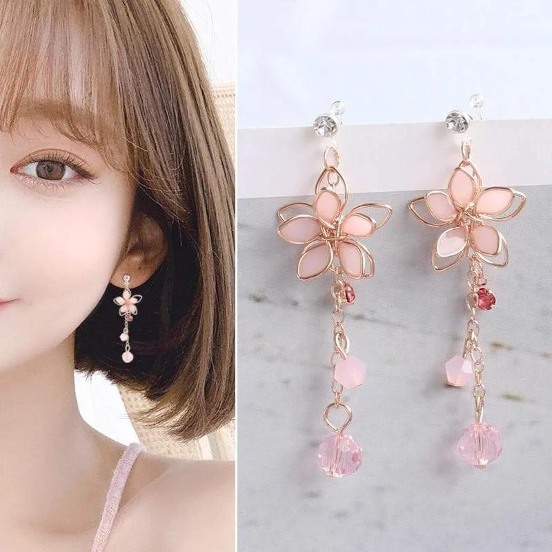 Sweet Pink Fashion Sakura Earrings/Clips SP16045