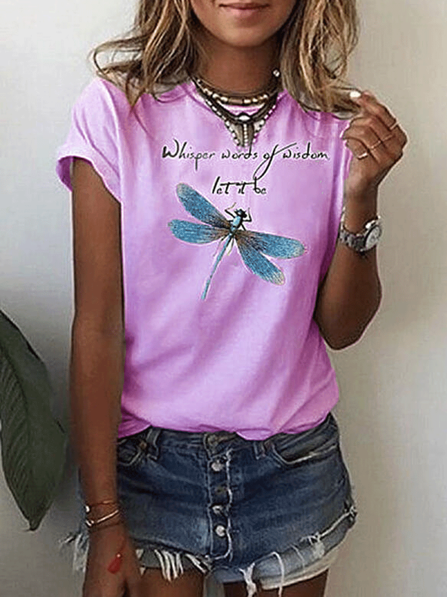 Print Round Neck Short Sleeves Casual T-shirts