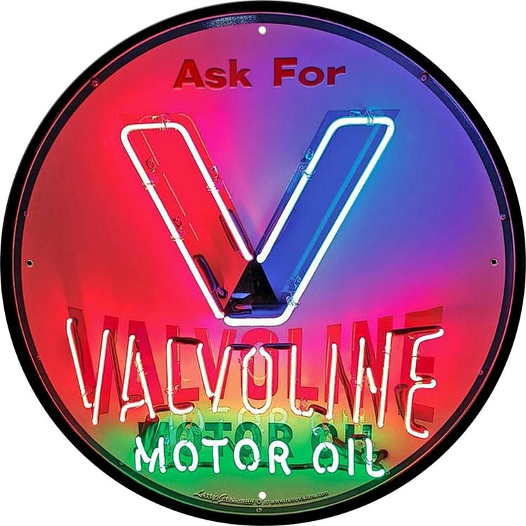 30*30cm - 1950's Valvoline - Round Tin Signs/Wooden Signs