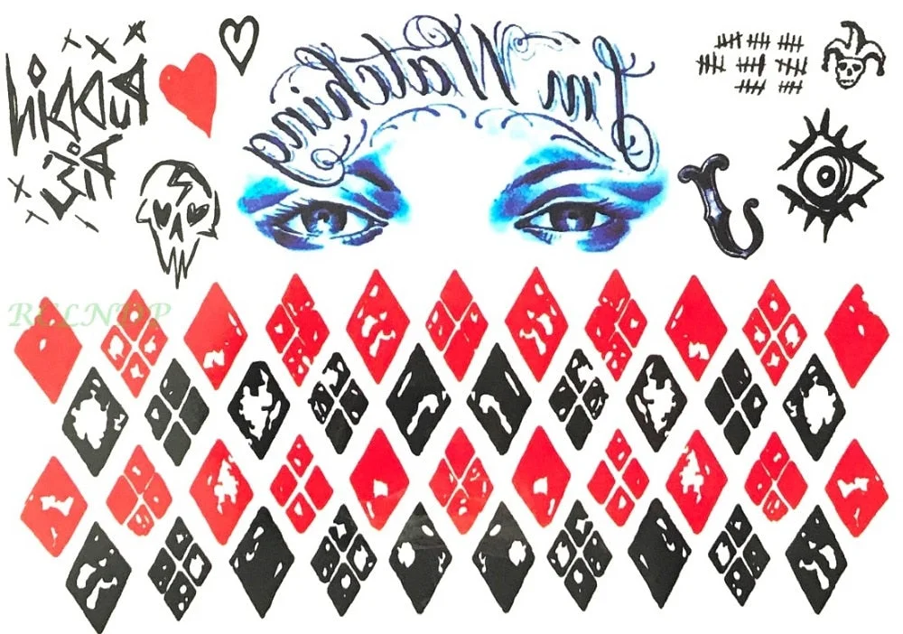 Waterproof Temporary Tattoo Sticker large rhombus square totem line tattoo flame tatto stickers flash tatoo fake tattoos for men