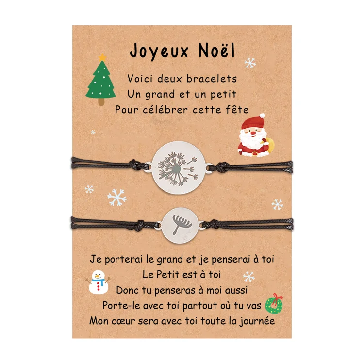 2PCS Ensemble de Bracelets Pissenlit Cadeau Noël Jessemade FR