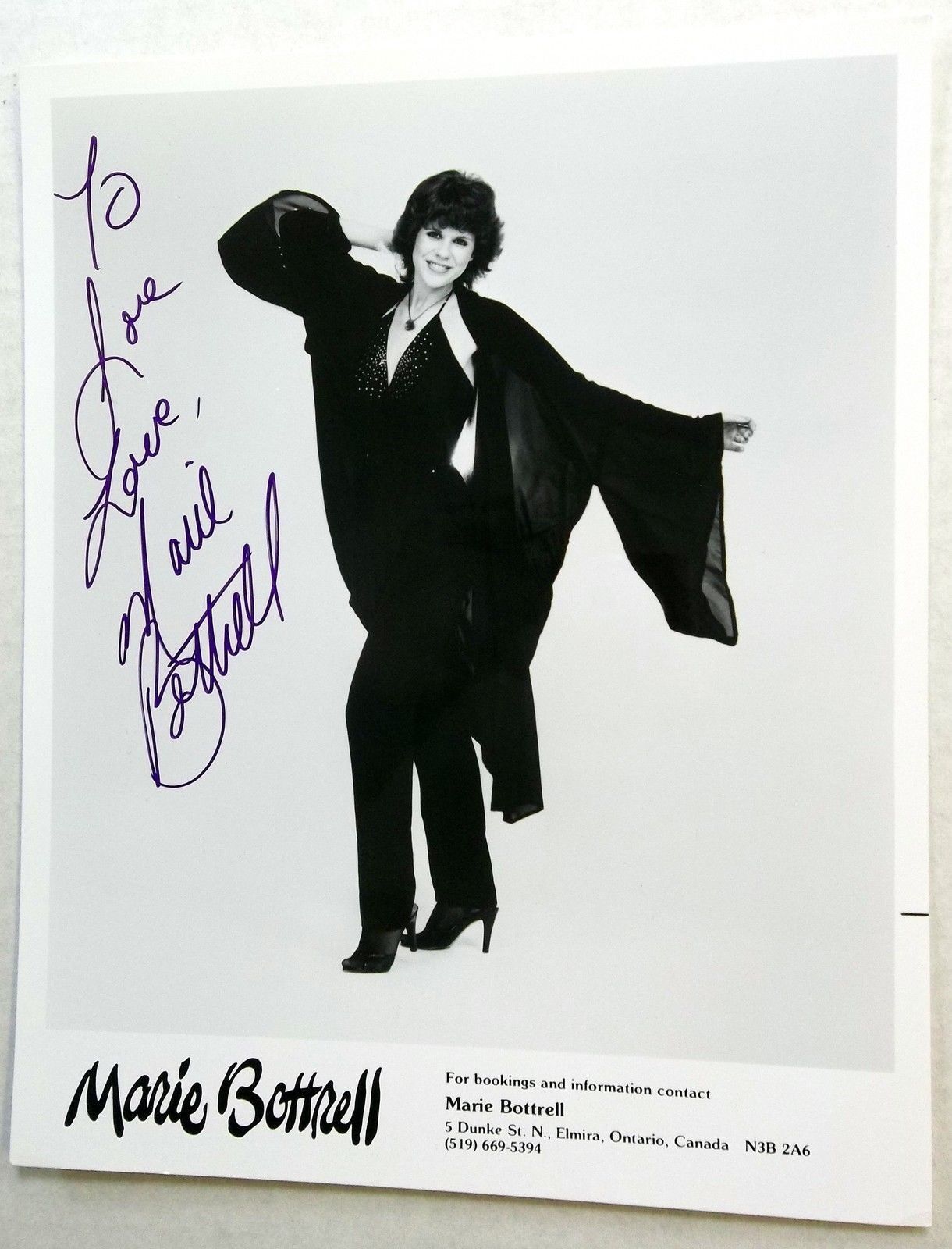 MARIE BOTTRELL Autographed 8 x 10 promo Photo Poster painting 80's Canadian COUNTRY SINGER