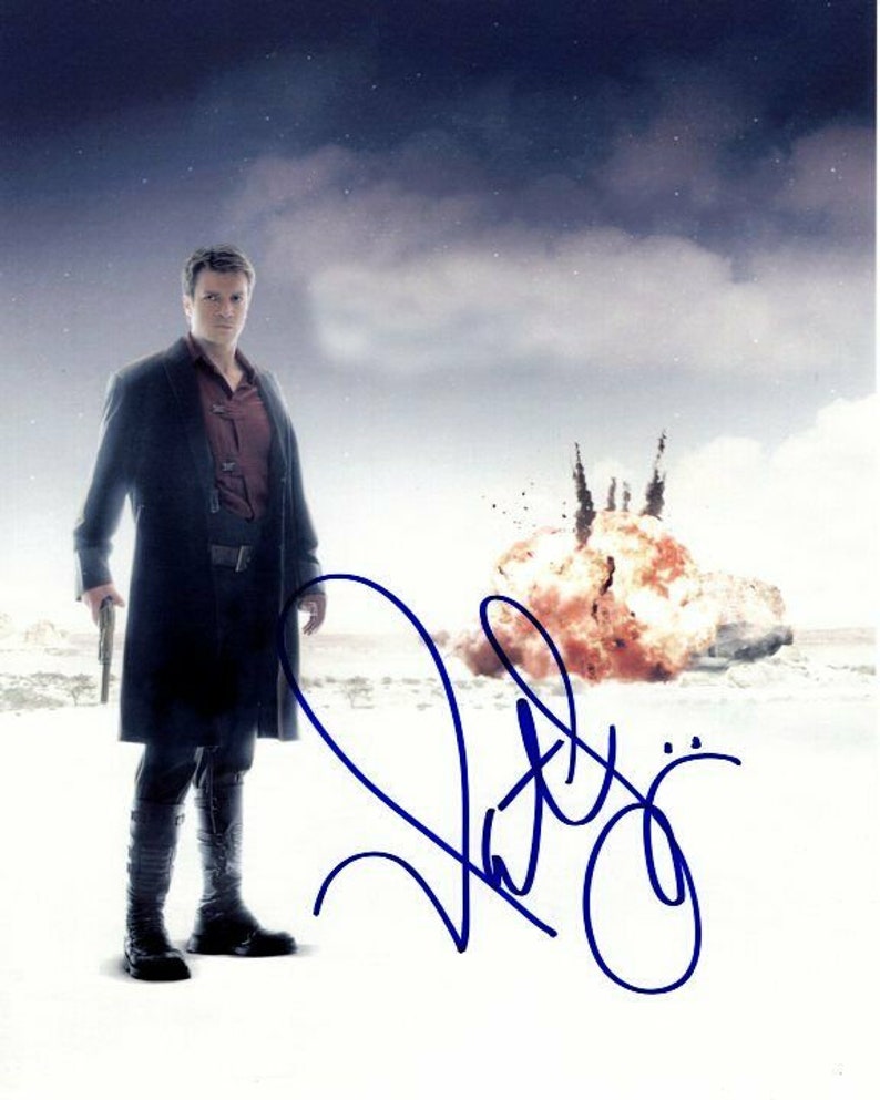 Nathan fillion signed firefly captain malcolm mal reynolds 8x10 Photo Poster painting