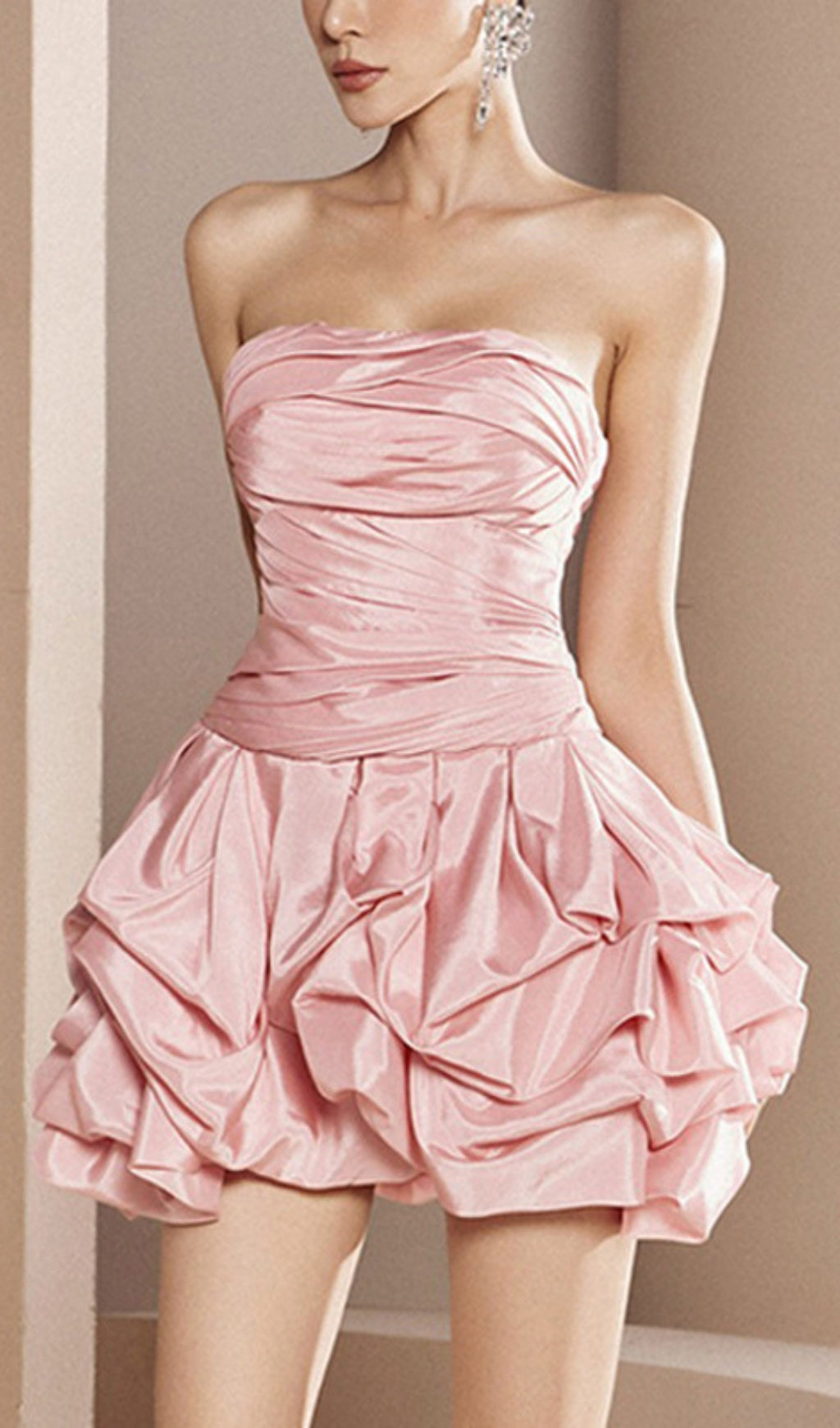Strapless Bud Mini Dress In Pink Miss Lee Label
