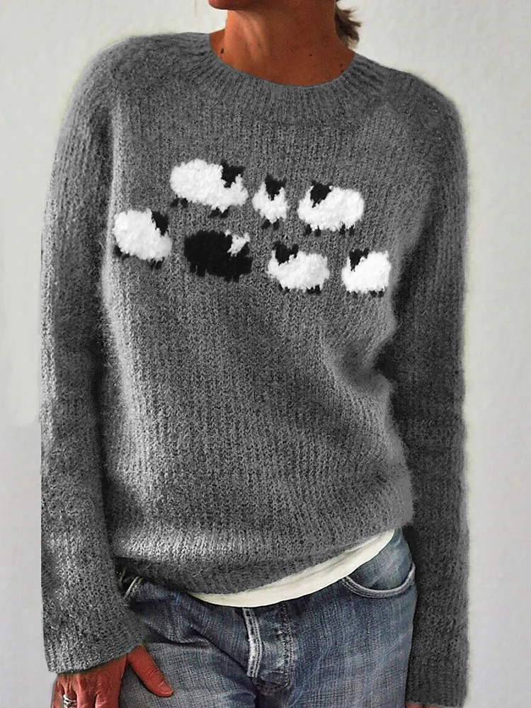 VChics Fuzzy Sheep Fleece Knit Cozy Sweater