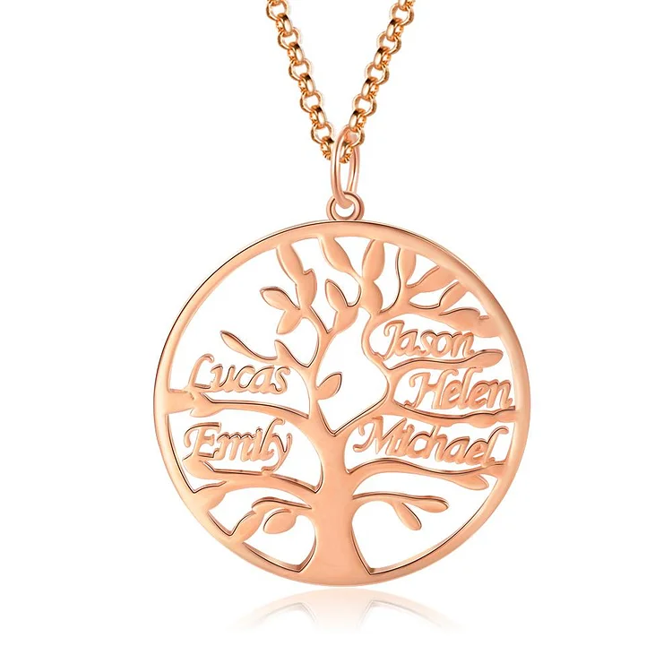 Family Tree Name Necklace Custom 5 Names Personalized Name Necklace
