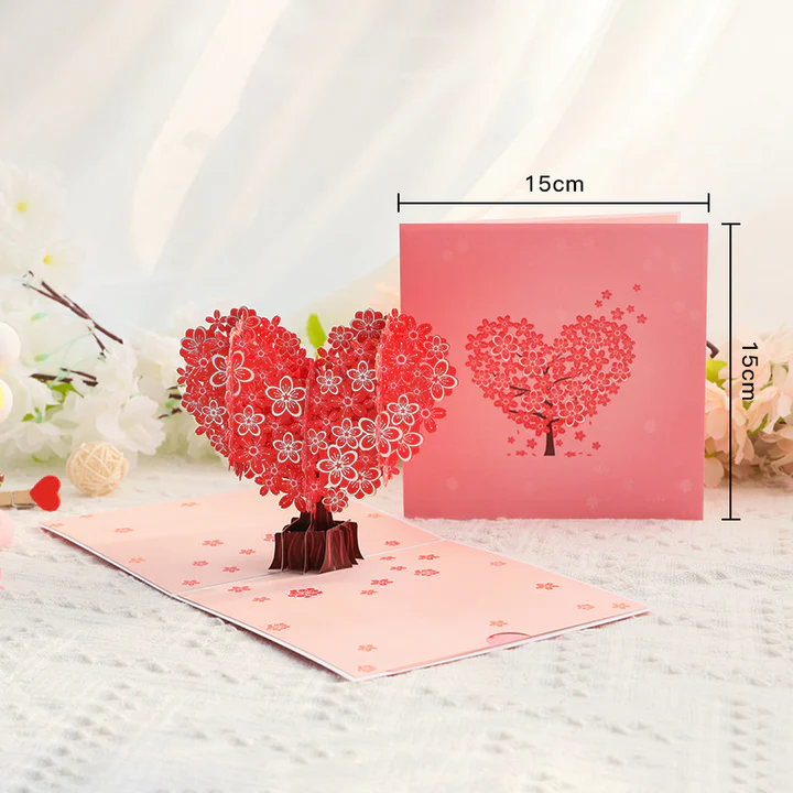 3D Flower Hollow Letter Mothers Day Card, Creative Mother's Day Gift-Heart Shaped Cherry Tree