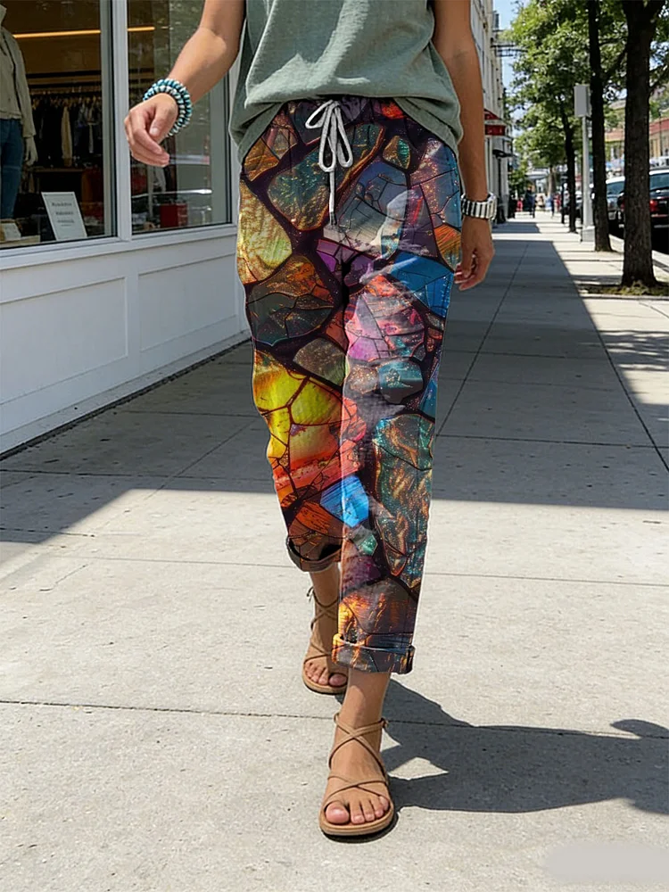 Colorful Gradient Rock Decorative Pattern Women's Casual Pants socialshop