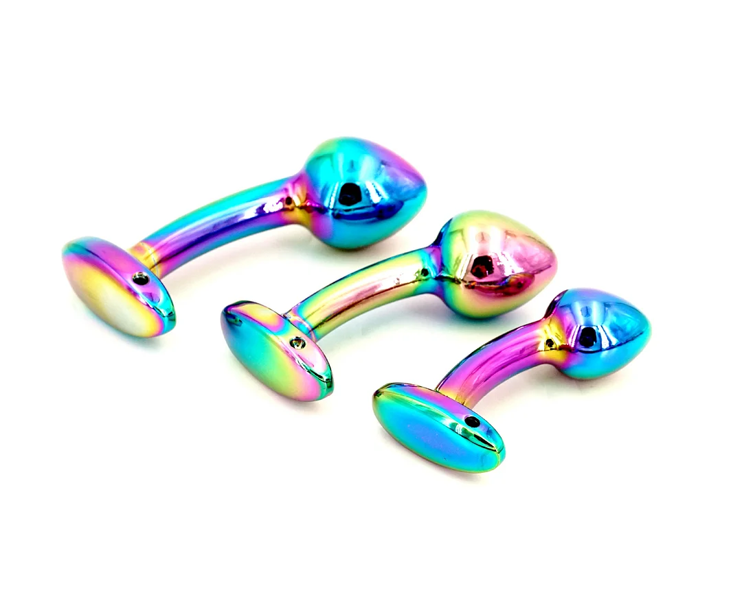 Colorful Temperature Play Aluminum Alloy Butt Plug Prostate Massager - Rose Toy