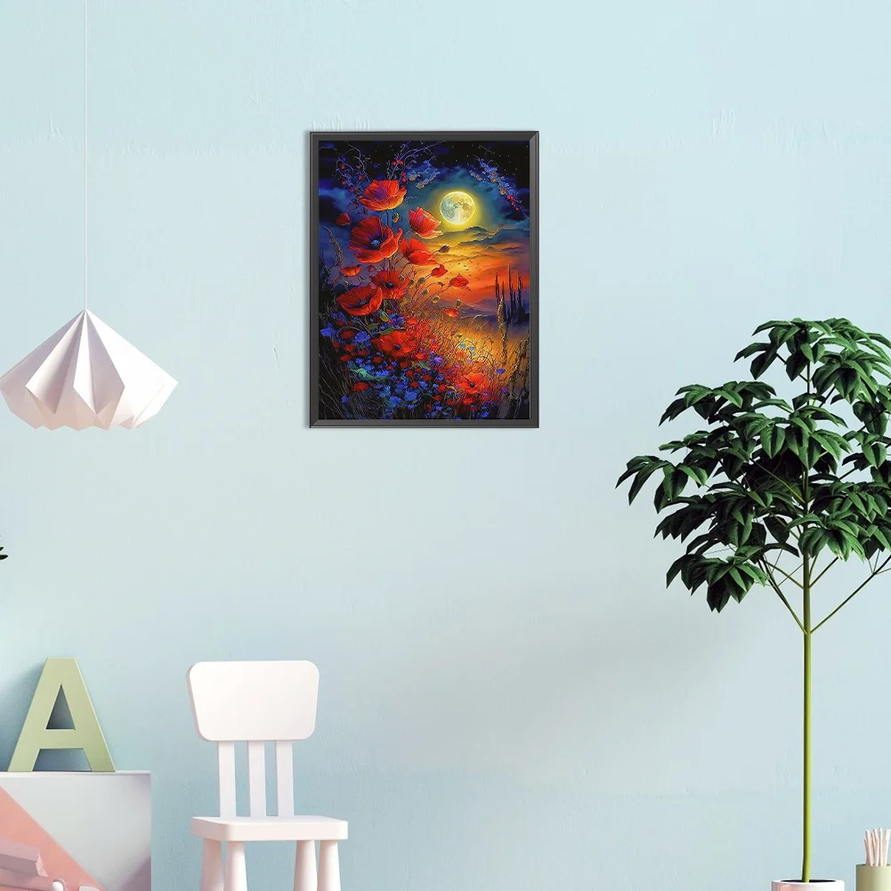 Diamond Painting - Full Round Drill - Poppy Moonlight(Canvas|30*40cm)