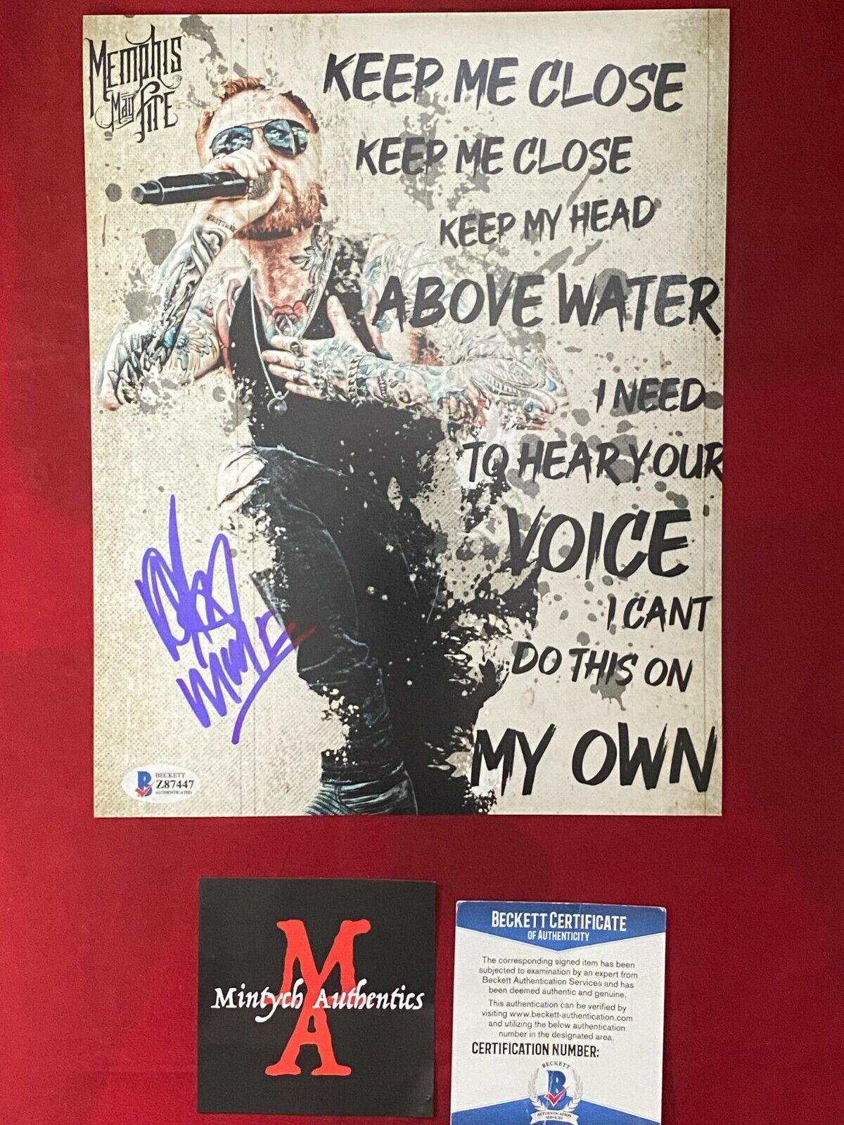 MATTY MULLINS SIGNED 8X10 Photo Poster painting! MEMPHIS MAY FIRE! BECKETT! THE SINNER! HOLLOW!