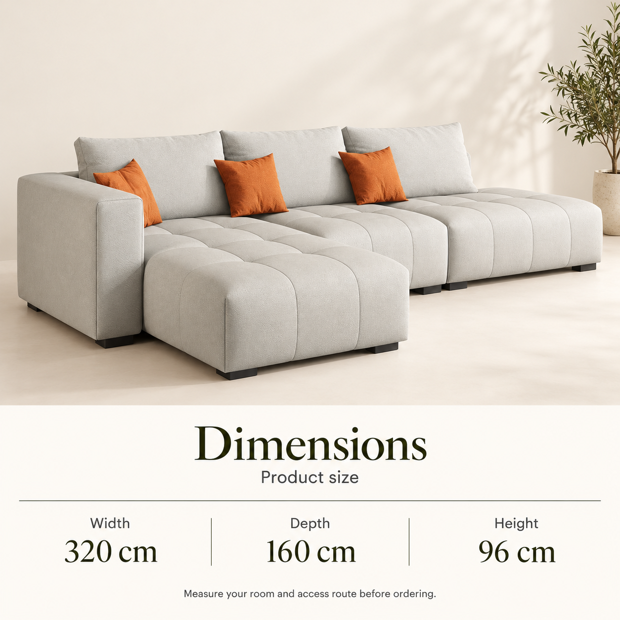M02 Chaise Sectional Sofa - Light Grey — Product view 5
