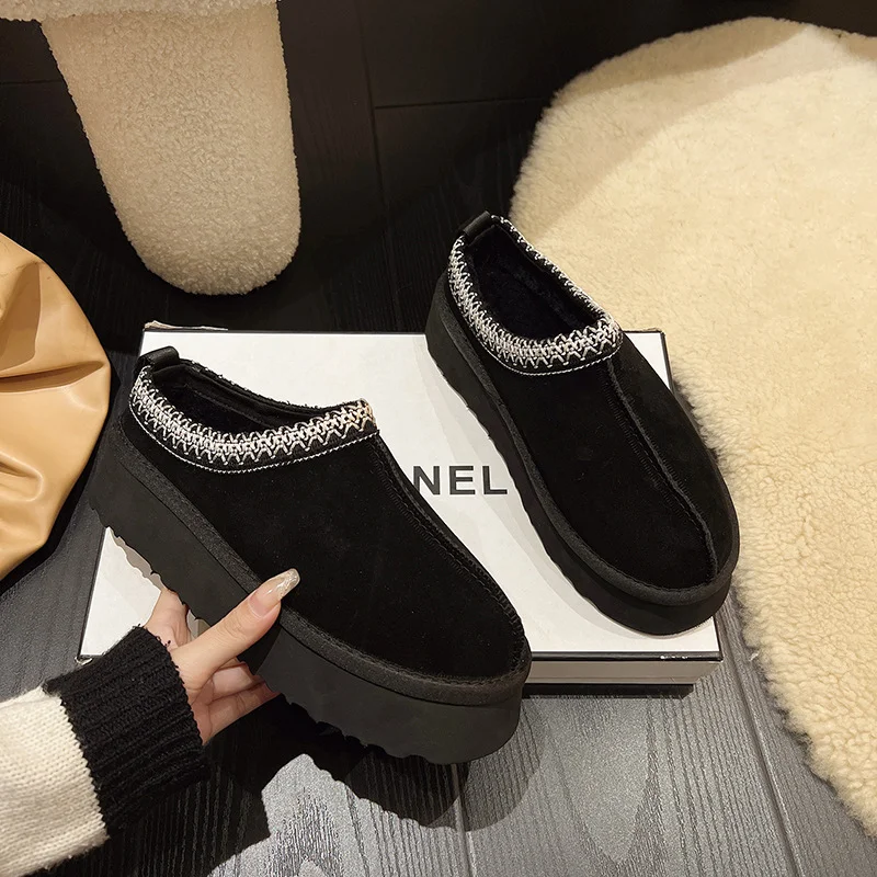 Churchf Churchf Size Cotton Shoes Female Winter 2023 New Fur Integrated Baotou Slippers Female Loose Cake