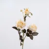 Autumn Vibe 3 Heads Burn Edge Artificial Stem Rose Flower