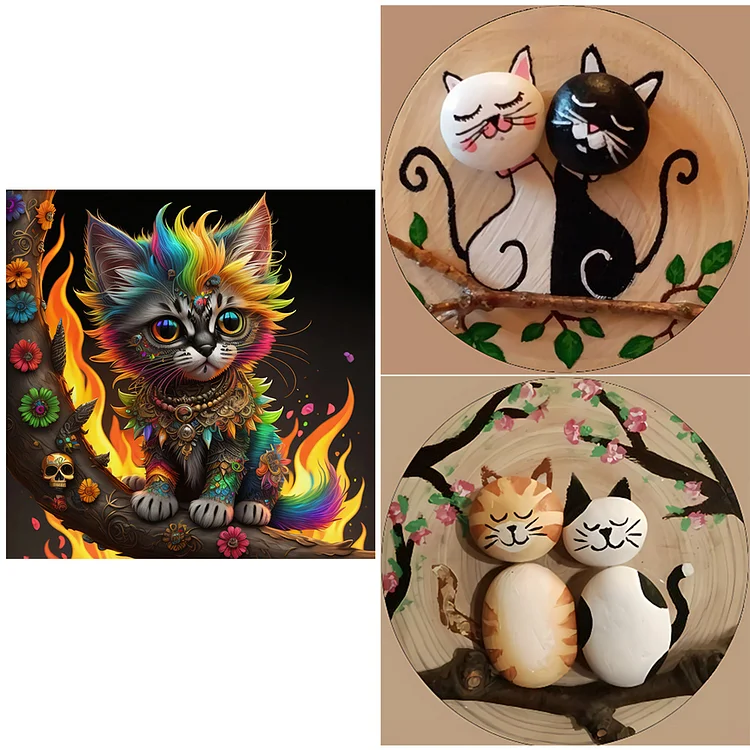 Gorgeous Cat 30*30cm special shaped drill diamond painting