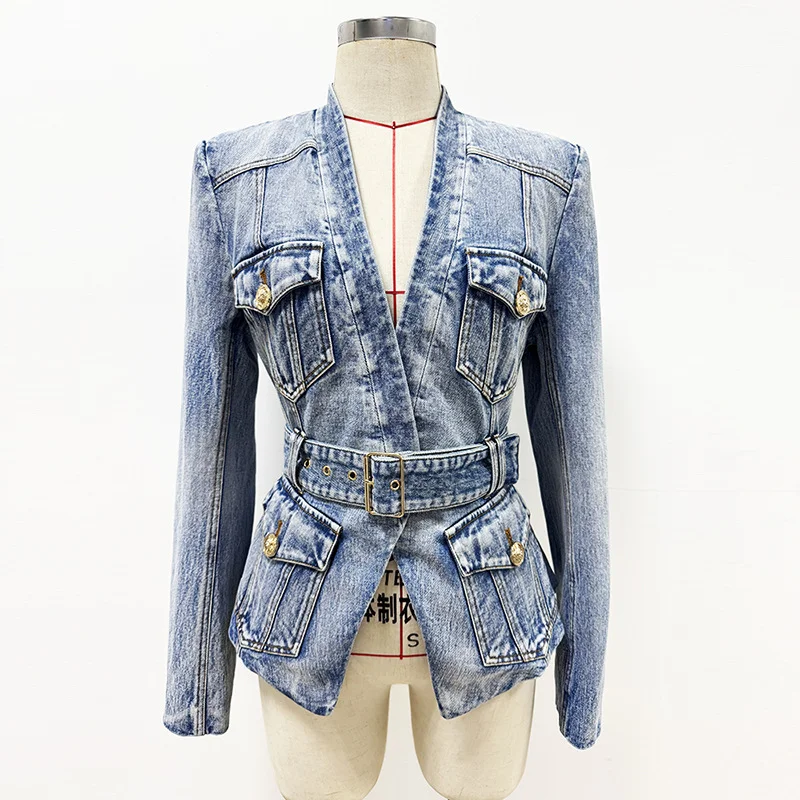 Nigikala Nigikala Early Autumn New Star Fashion T-Shirt Belt Wash Denim Suit Jacket Jacket Jacket