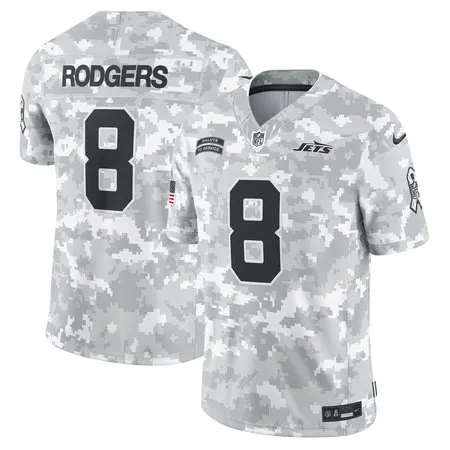 Men's New York Jets Aaron Rodgers  Arctic Camo 2024 Salute to Service Limited Jersey