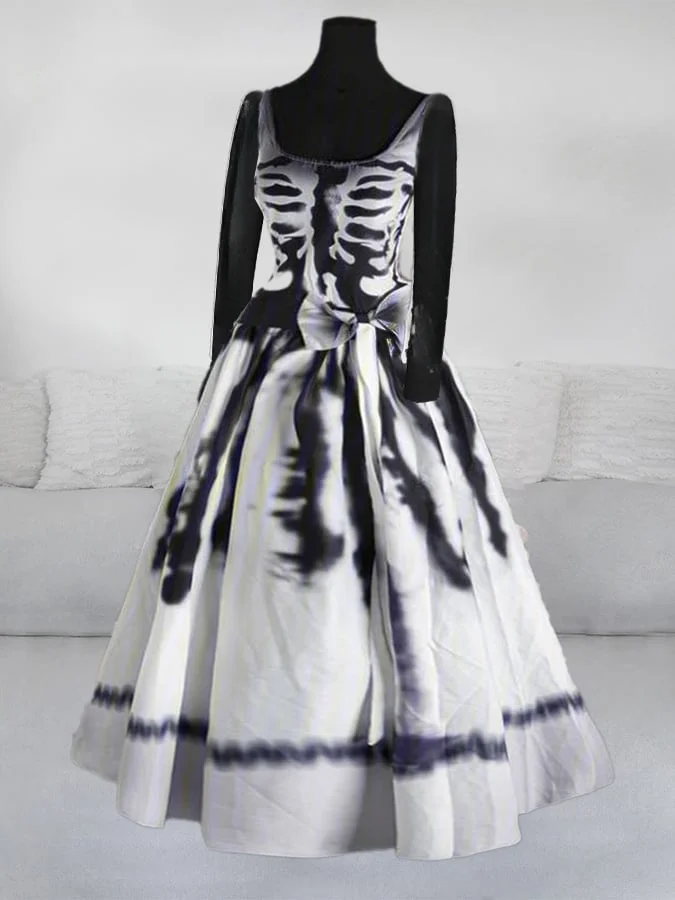 Goth Swing Skull Print Dress(Skirt without skirt support) socialshop