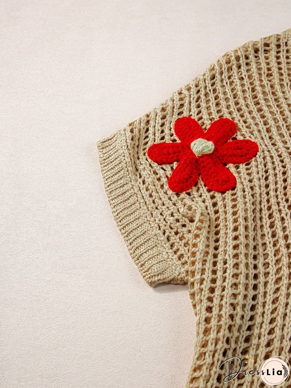 Colorful Flower Appliqu&eacute; Knitted Sweater
