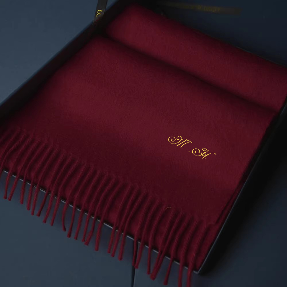Customized Embroidery Wool Scarf REAL SILK LIFE