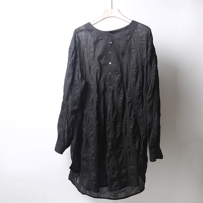 Men's Casual Thin Textured Jacquard Crew Neck Shirt