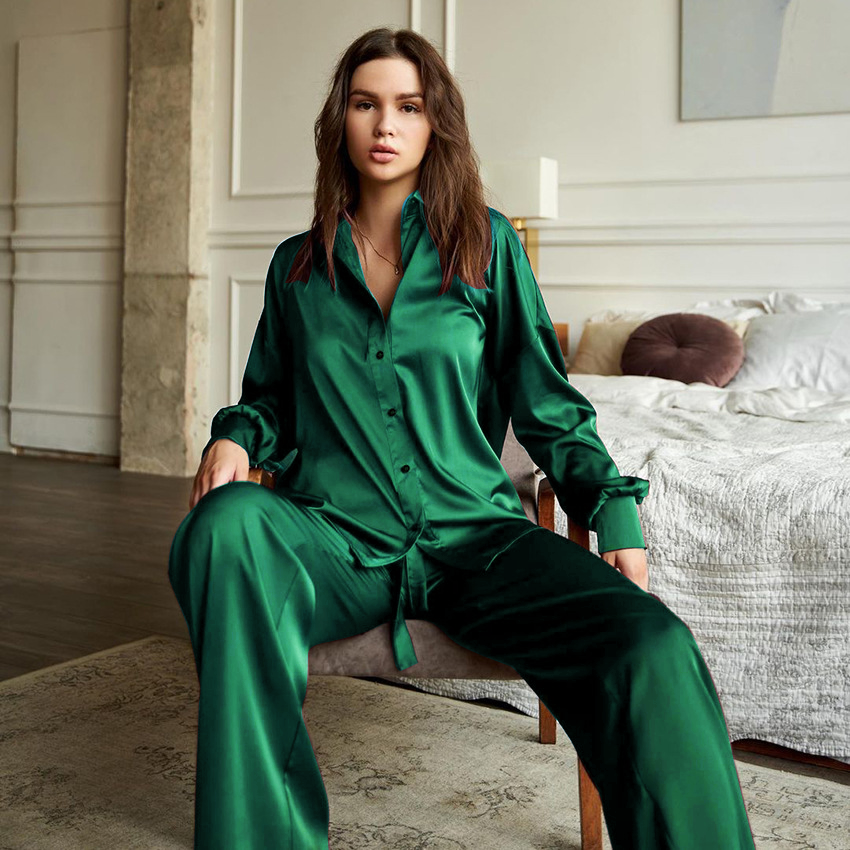 22 Momme Best Women's Silk Pajamas Set Green Silk Pajamas