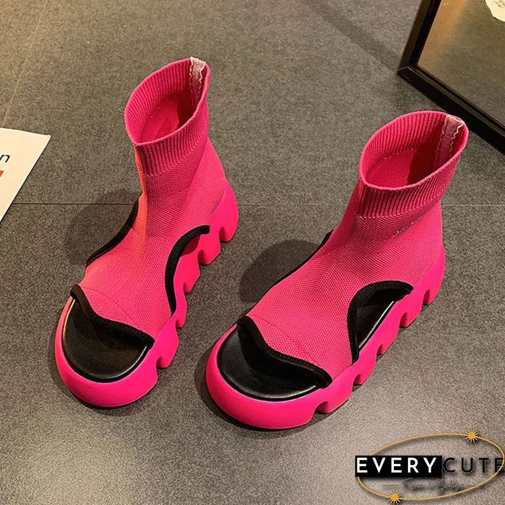 Summe Cool Zapatos Mujer Boots Female Slides-Stretch Fabric 5cm Platform Sandals Women