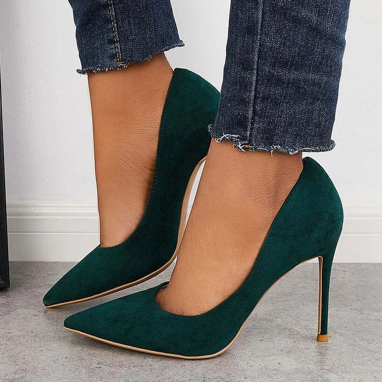 Classic Suede Pointed Toe Dress Pumps Stiletto High Heels