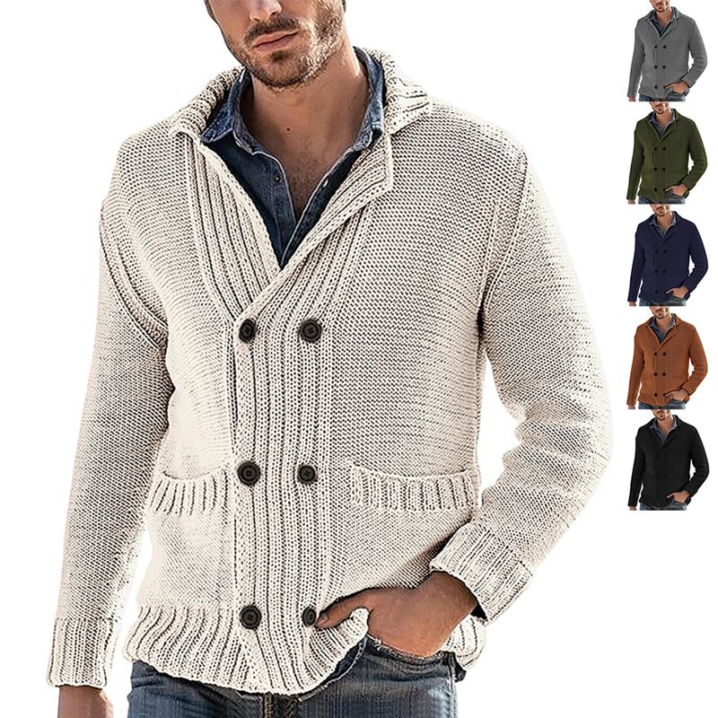 Solid color long-sleeved knitted jacket