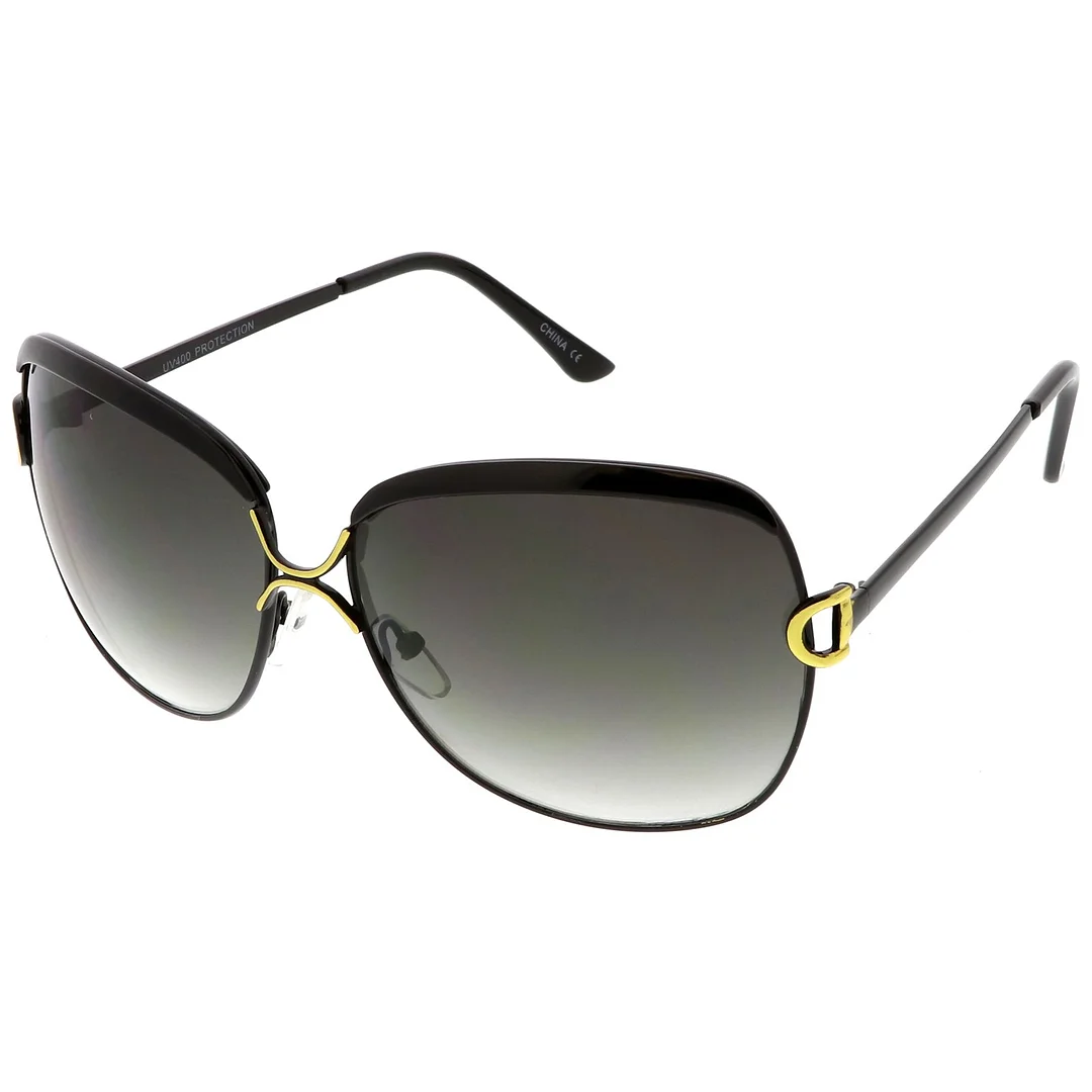 Women's Oversize Metal Square glasses Unique Nose Bridge Neutral Colored Lens 63mm