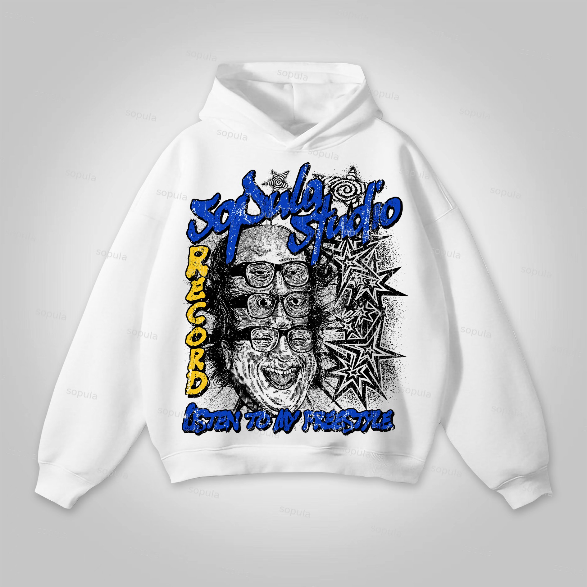 Sopula Studio Fun Portrait Graphic Print Pocketless Hoodie - SOPULA