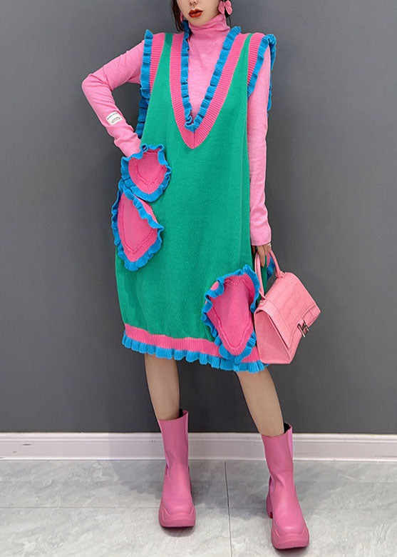 Patchwork Ruffles Long Dresses