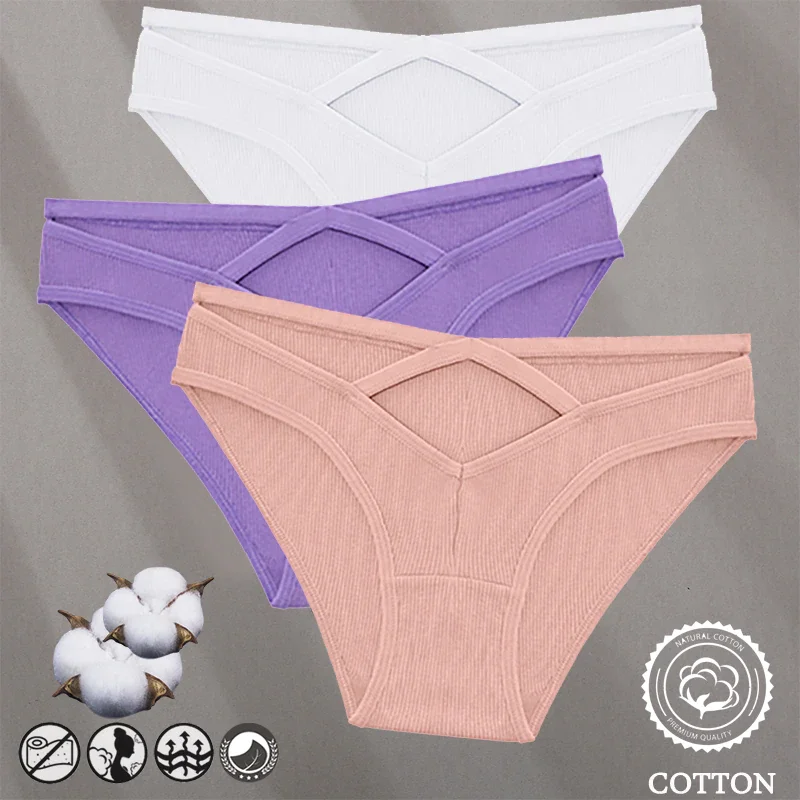 Billionm Women Sexy Cotton Underwear V-Waist Hollow Out Panties Briefs Solid Color Intimates Lingerie Female Comfortable Panty