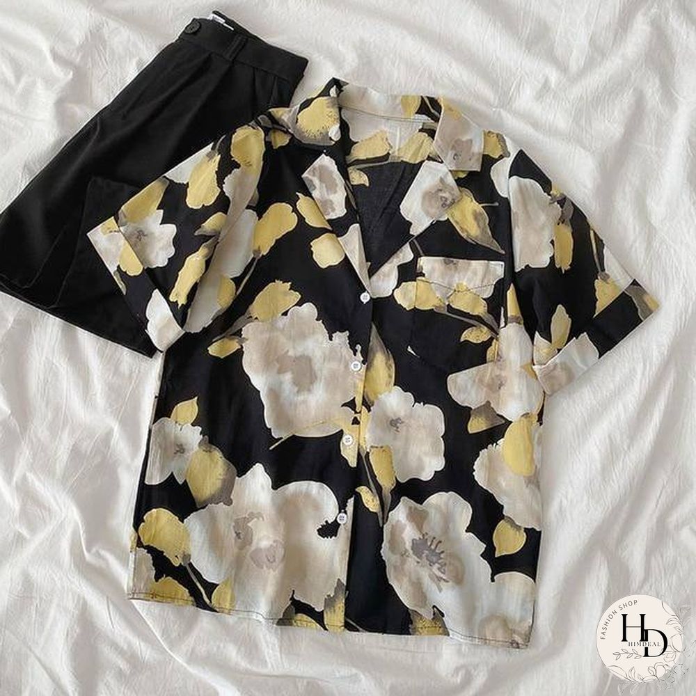 Casual Basic Short Sleeve Blouse Women V-neck Loose Office Formal Shirt Female Fashion Blue Yellow Cardigan Tops