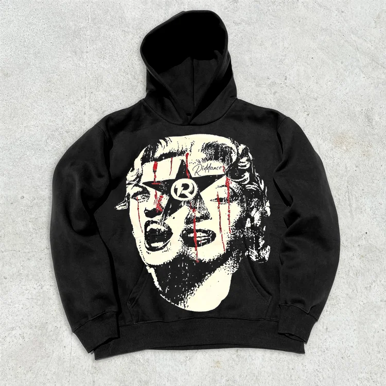 Riddance One Silver Dollar Graphic Print Fleece-Lined Hoodie