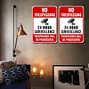 2PCS No Trespassing Warning 24 Hours Surveillance Violators Will Be Prosecuted - Vintage Metal Signs Set - 30*40cm - Warning