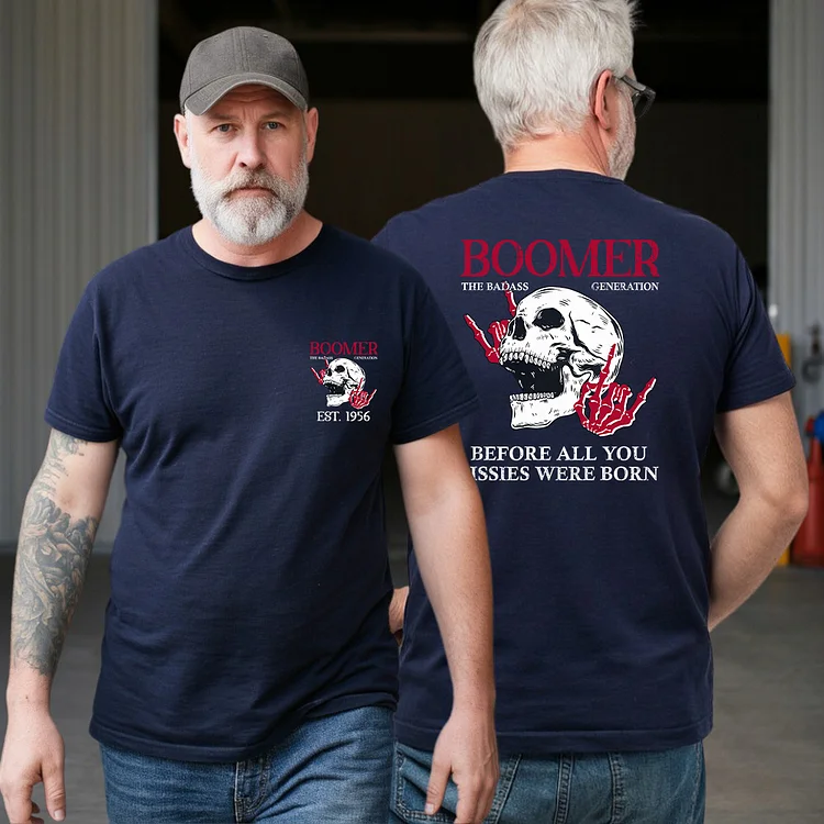 BOOMER Rock Skull T-shirt, Boomer The Badass Generation T-shirt, Unisex Hoodie, Custom Year Of Birth Sweatshirt
